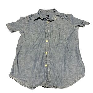 GAP Kids Short Sleeve Button Up Shirt Denim Style Size Medium Young Boy 10-12